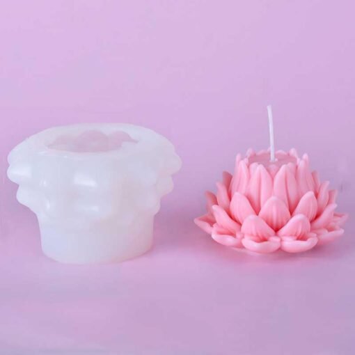 Vedini 3D Lotus Silicone Scented Candle Mold Flower Silicone Mold Aromatherapy Candle Molds for Candle Making Supplies Soap Molds Resin Molds Home Decor AI017 Floral Silicone Molds for Resin Epoxy Cement Gypsum (PACK OF 1) AI017 - Image 2