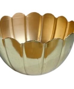 Vedini Lotus-Shaped Metal Urli Bowl with Decorative Border – Premium Floating Flower & Candle Holder for Home - Pack of 1pc