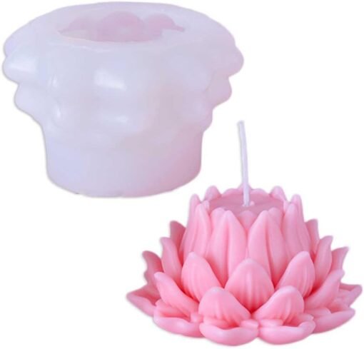 Vedini 3D Lotus Silicone Scented Candle Mold Flower Silicone Mold Aromatherapy Candle Molds for Candle Making Supplies Soap Molds Resin Molds Home Decor AI017 Floral Silicone Molds for Resin Epoxy Cement Gypsum (PACK OF 1) AI017