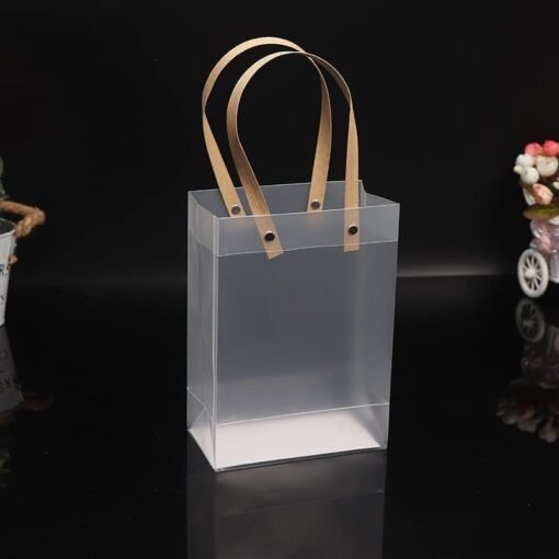 Vedini Gift Bags 5 Pieces Transparent Plastic Drink Wrapping Bags Thick, Durable, Waterproof, For Sweets, Souvenirs, Shopping Bags, (L -13CM H B-6CM W-15CM)