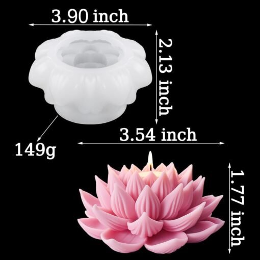 Vedini 3D Lotus Candle Mold Scented Candles Flower Silicone Mold Aromatherapy Candle Molds for Candle Making Supplies Soap Molds Resin Molds Home Decor Floral Silicone Molds for Resin Epoxy Cement Gypsum AI020 - Image 2