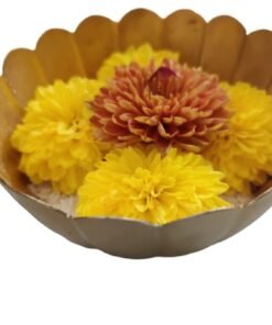 Alternative view of Vedini Lotus-Shaped Metal Urli Bowl with Decorative Border – Premium Floating Flower & Candle Holder for Home