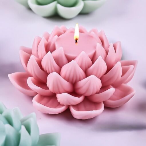 Vedini 3D Lotus Candle Mold Scented Candles Flower Silicone Mold Aromatherapy Candle Molds for Candle Making Supplies Soap Molds Resin Molds Home Decor Floral Silicone Molds for Resin Epoxy Cement Gypsum AI020 - Image 3