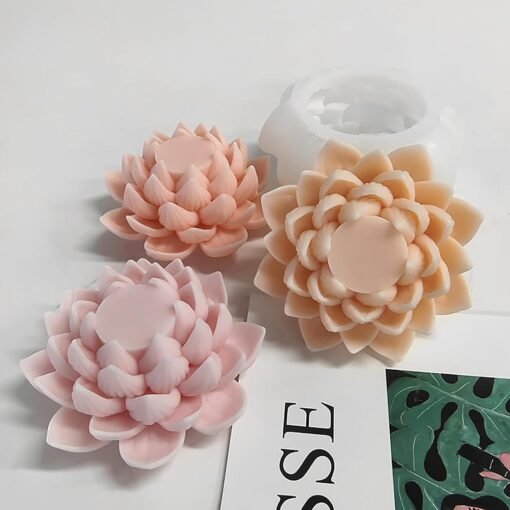 Vedini 3D Lotus Candle Mold Scented Candles Flower Silicone Mold Aromatherapy Candle Molds for Candle Making Supplies Soap Molds Resin Molds Home Decor Floral Silicone Molds for Resin Epoxy Cement Gypsum AI020 - Image 6