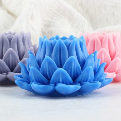 Vedini 3D Lotus Silicone Scented Candle Mold Flower Silicone Mold Aromatherapy Candle Molds for Candle Making Supplies Soap Molds Resin Molds Home Decor AI017 Floral Silicone Molds for Resin Epoxy Cement Gypsum (PACK OF 1) AI017 - Image 4