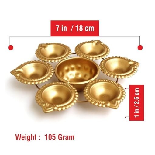 Vedini 7 Cavity  Deep Diya Metal Urli - Image 2