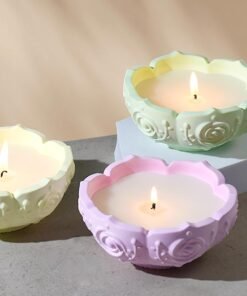 Anlan-angel Bowl Dish Resin Mold Tealight Candle Holder Molds for DIY Jewelry Tray Epoxy Casting Mold Lotus Rose Silicone Molds for DIY Jewelry Storage Home Table Decor