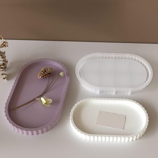 Vedini Jewelry Trinkets Storage Tray Mould Practical Oval Striped Silicone Mold for Crafting Individualized Ashtray and Dish 5309B - Image 3