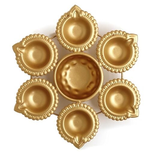 Vedini 7 Cavity  Deep Diya Metal Urli - Image 3