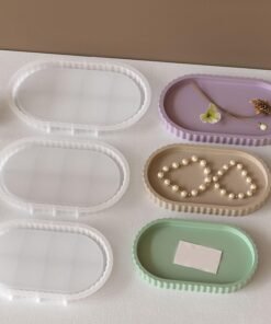 Vedini Jewelry Trinkets Storage Tray Mould Practical Oval Striped Silicone Mold for Crafting Individualized Ashtray and Dish 5309B