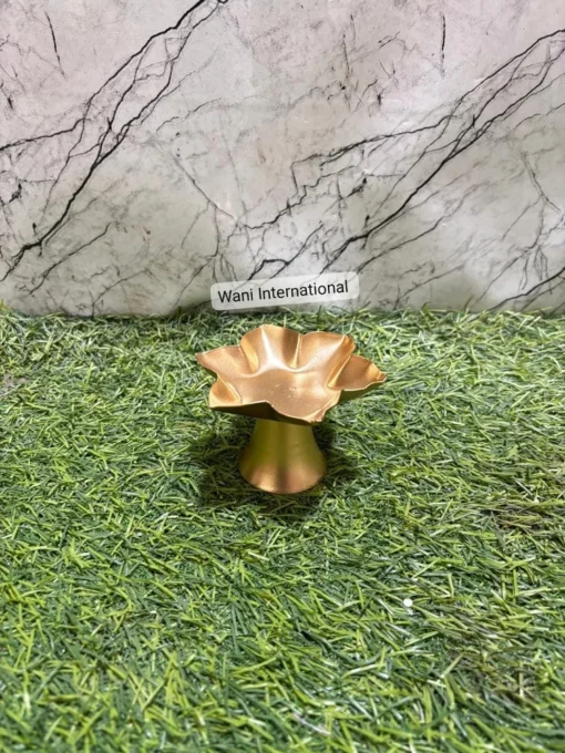 Vedini Diwali Gold Metal Iron Lotus Diya For Decoration, Size: Medium, For Home