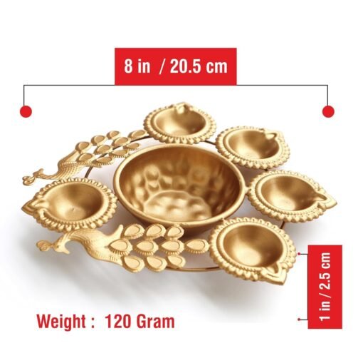 Vedini Peacock Metal Urli – Decorative Round Candle / Flower Bowl (4-inch) – Premium Diwali & Home Decor - Image 5