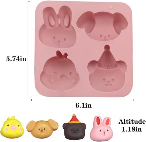 Vedini 4 Cavity Silicone Cake Mold, Cute Chicken Molds, Bear DIY Baking Handmade Soap Mold - Image 2