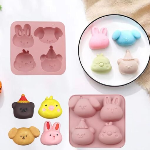 Vedini 4 Cavity Silicone Cake Mold, Cute Chicken Molds, Bear DIY Baking Handmade Soap Mold - Image 4