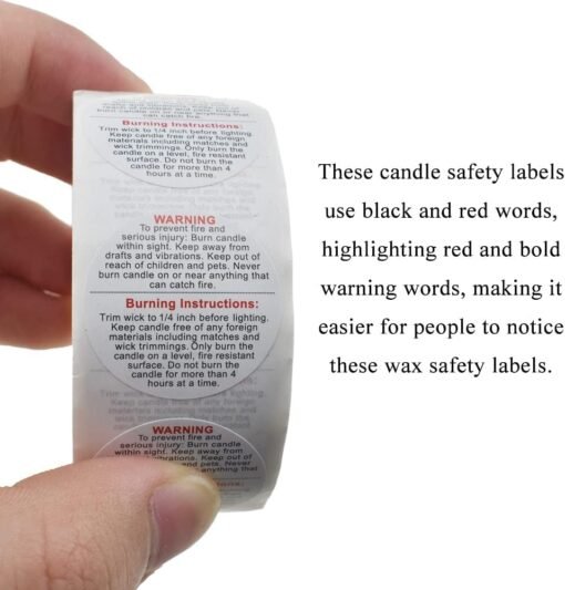Vedini Candle Warning Stickers I White Circular Safety Sticker I Waterproof, Easy to Peel I Round Label for Candle Making DIY Candle Jars Container and Tins – 500 Pcs (1.5 Inch) - Image 7