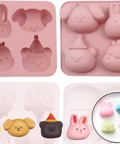 Vedini 4 Cavity Silicone Cake Mold, Cute Chicken Molds, Bear DIY Baking Handmade Soap Mold