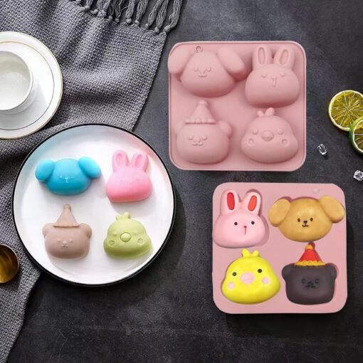 Vedini 4 Cavity Silicone Cake Mold, Cute Chicken Molds, Bear DIY Baking Handmade Soap Mold - Image 7