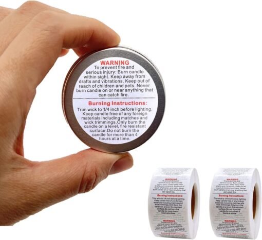 Vedini Candle Warning Stickers I White Circular Safety Sticker I Waterproof, Easy to Peel I Round Label for Candle Making DIY Candle Jars Container and Tins – 500 Pcs (1.5 Inch) - Image 3