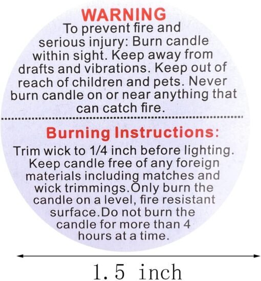 Vedini Candle Warning Stickers I White Circular Safety Sticker I Waterproof, Easy to Peel I Round Label for Candle Making DIY Candle Jars Container and Tins – 500 Pcs (1.5 Inch) - Image 2