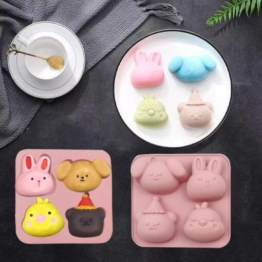 Vedini 4 Cavity Silicone Cake Mold, Cute Chicken Molds, Bear DIY Baking Handmade Soap Mold - Image 6