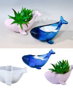 Vedini Whale Flower Pot Concrete Candle Cup Container Silicone Mold Plaster Whale Potted Plant Storage Jar Mold Epoxy Mold JKB-2071