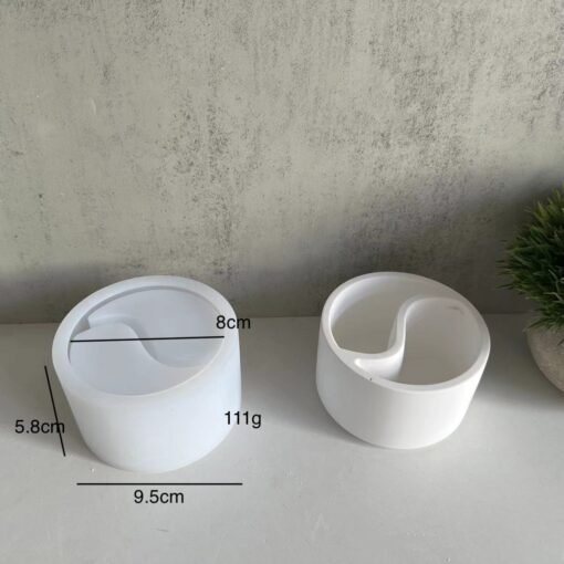 Vedini Tai Chi Bagua Concrete round candle cup silicone mold storage box storage jar gypsum glue mold JKB 2075 - Image 3