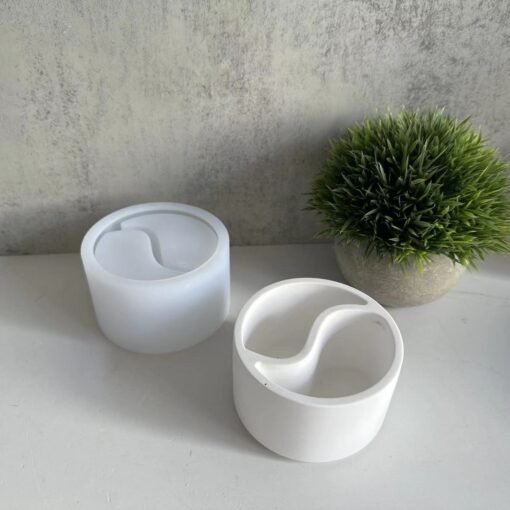 Vedini Tai Chi Bagua Concrete round candle cup silicone mold storage box storage jar gypsum glue mold JKB 2075 - Image 4