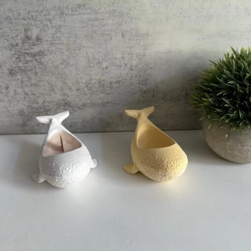 Vedini Whale Flower Pot Concrete Candle Cup Container Silicone Mold Plaster Whale Potted Plant Storage Jar Mold Epoxy Mold JKB-2071