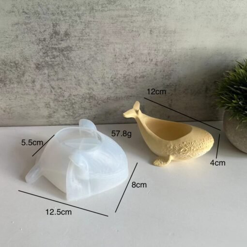 Vedini Whale Flower Pot Concrete Candle Cup Container Silicone Mold Plaster Whale Potted Plant Storage Jar Mold Epoxy Mold JKB-2071 - Image 3