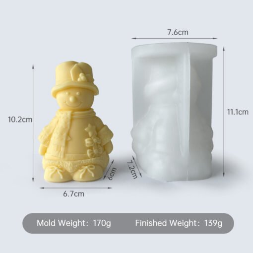 Vedini Snowman Candle Mold DIY Christmas Candle Stone Mold 2087 - Image 2