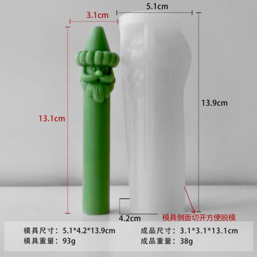 Vedini Santa Claus Candle Silicone Mold DIY Long Rod Christmas Candle Mold JKB-2095 - Image 2