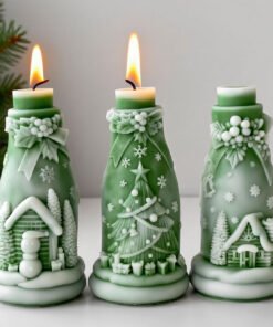 Vedini Christmas Bottle Candle Mold DIY Embossed Christmas Tree Decoration JKB-2096 and JKB-2097