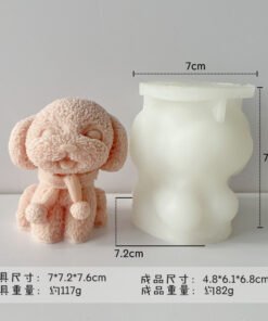 DIY Teddy Dog Candle Mold Cute Scarf Dog Cake Soap Silicone Mold