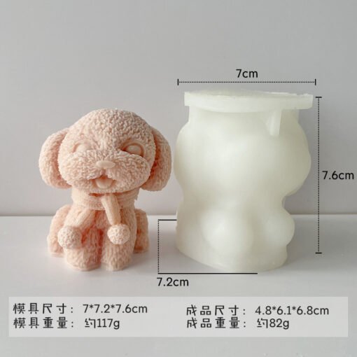 DIY Teddy Dog Candle Mold Cute Scarf Dog Cake Soap Silicone Mold
