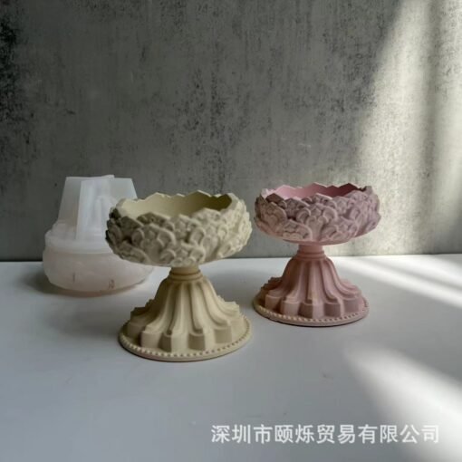 Vedini Lotus Concrete Candle Holder Mirror Silicone Mold JKB-2072