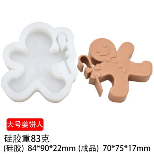 Vedini Large Gingerbread Man Candle Silicone Mold Gingerbread Man Plaster Ornament Mold Christmas Series Cake Baking jkb 2054