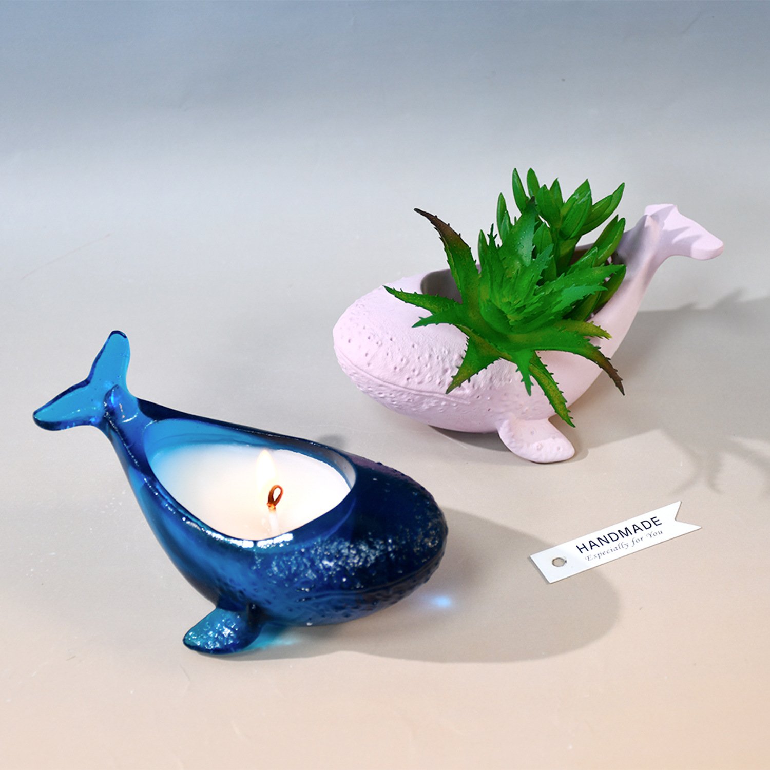 Vedini Whale Flower Pot Concrete Candle Cup Container Silicone Mold Plaster Whale Potted Plant Storage Jar Mold Epoxy Mold JKB-2071 - Image 3