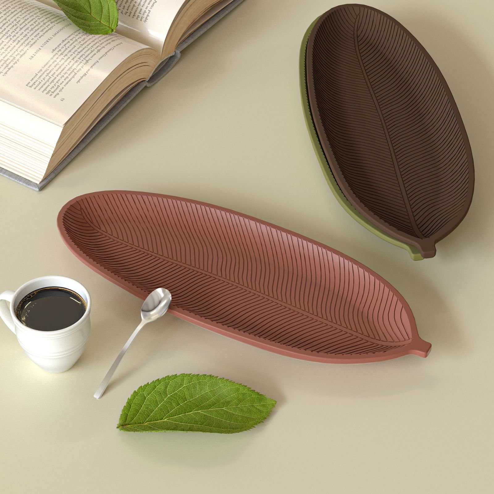 Vedini Long Leaf plate mold leaf tray concrete mold furniture ornaments decorative mold jkb-2078 - Image 4