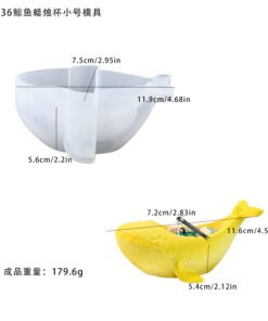 Alternative view of Vedini Whale Flower Pot Concrete Candle Cup Container Silicone Mold Plaster Whale Potted Plant Storage Jar Mold Epoxy Mold JKB-2071