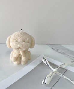 DIY Teddy Dog Candle Mold Cute Scarf Dog Cake Soap Silicone Mold