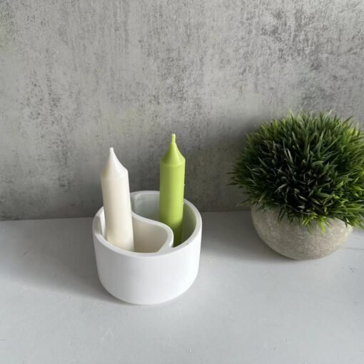 Vedini Tai Chi Bagua Concrete round candle cup silicone mold storage box storage jar gypsum glue mold JKB 2075 - Image 2