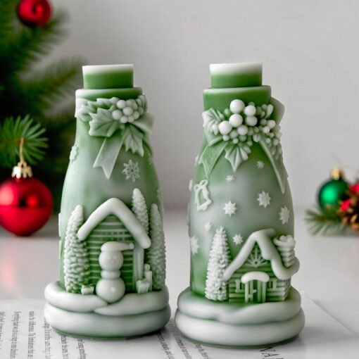 Vedini Christmas Bottle Candle Mold DIY Embossed Christmas Tree Decoration JKB-2096 and JKB-2097 - Image 3