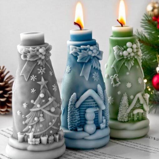 Vedini Christmas Bottle Candle Mold DIY Embossed Christmas Tree Decoration JKB-2096 and JKB-2097 - Image 4