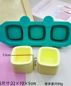Vedini 3 Cavity Square Planter mold for making concrete and resin jars JKB-3045