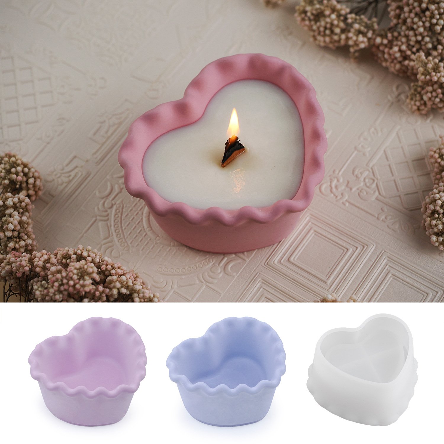 Vedini gypsum cement love wavy lace storage box Cup love dish mirror silicone mold JKB-3028 - Image 6