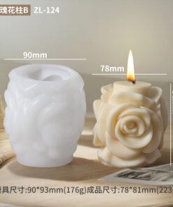 Vedini rose pillar aromatherapy candle silicone mold DIY Valentine's Day flower column fragrance stone hand gift abrasive tool aromatherapy candle silicone mold DIY Valentine's Day flower JKB-3030