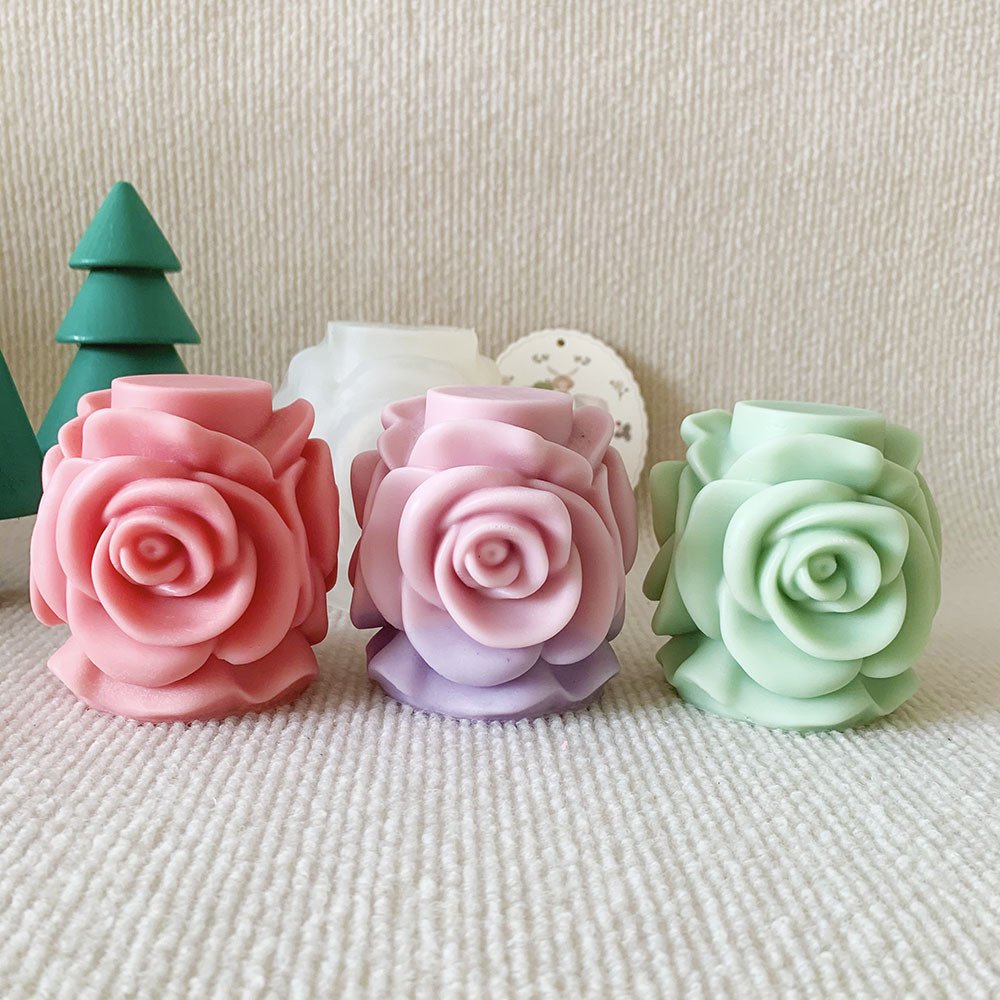 Vedini rose pillar aromatherapy candle silicone mold DIY Valentine's Day flower column fragrance stone hand gift abrasive tool aromatherapy candle silicone mold DIY Valentine's Day flower JKB-3030 - Image 3