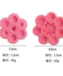 Alternative view of Vedini Multi-flower rose, peony, camellia liquid fondant cake, chocolate, fudge, clay, epoxy resin, silicone mold (Pack of 2) JKB 3012