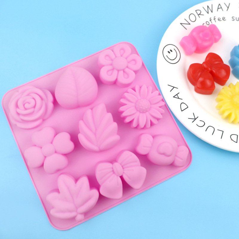 Vedini silicone cake mold 9 even different flowers and plants shaped silicone moon cake mold DIY handmade soap and candle aromatherapy mold JKB-3041 - Image 6