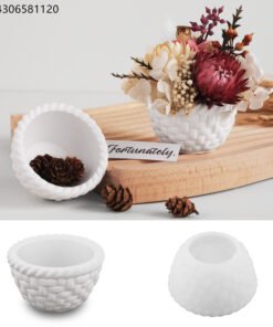 Alternative view of Vedini concrete Cup Pastoral Bamboo Basket Plaster Candle Cup Ornaments Mirror Silicone Mold JKB-3029